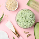 Flat lay composition with handmade face mask and ingredients on | ASD Market Week